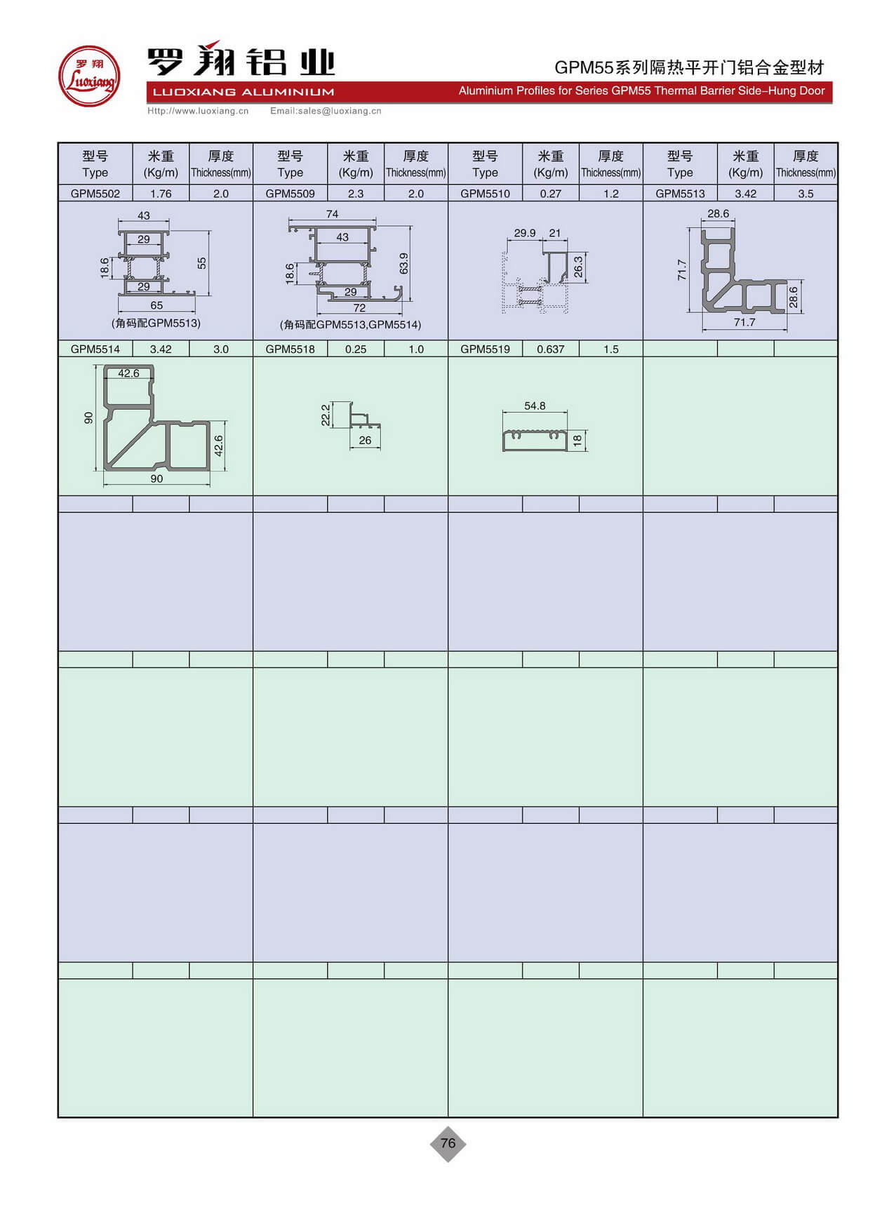 GPM55系列隔热平开门